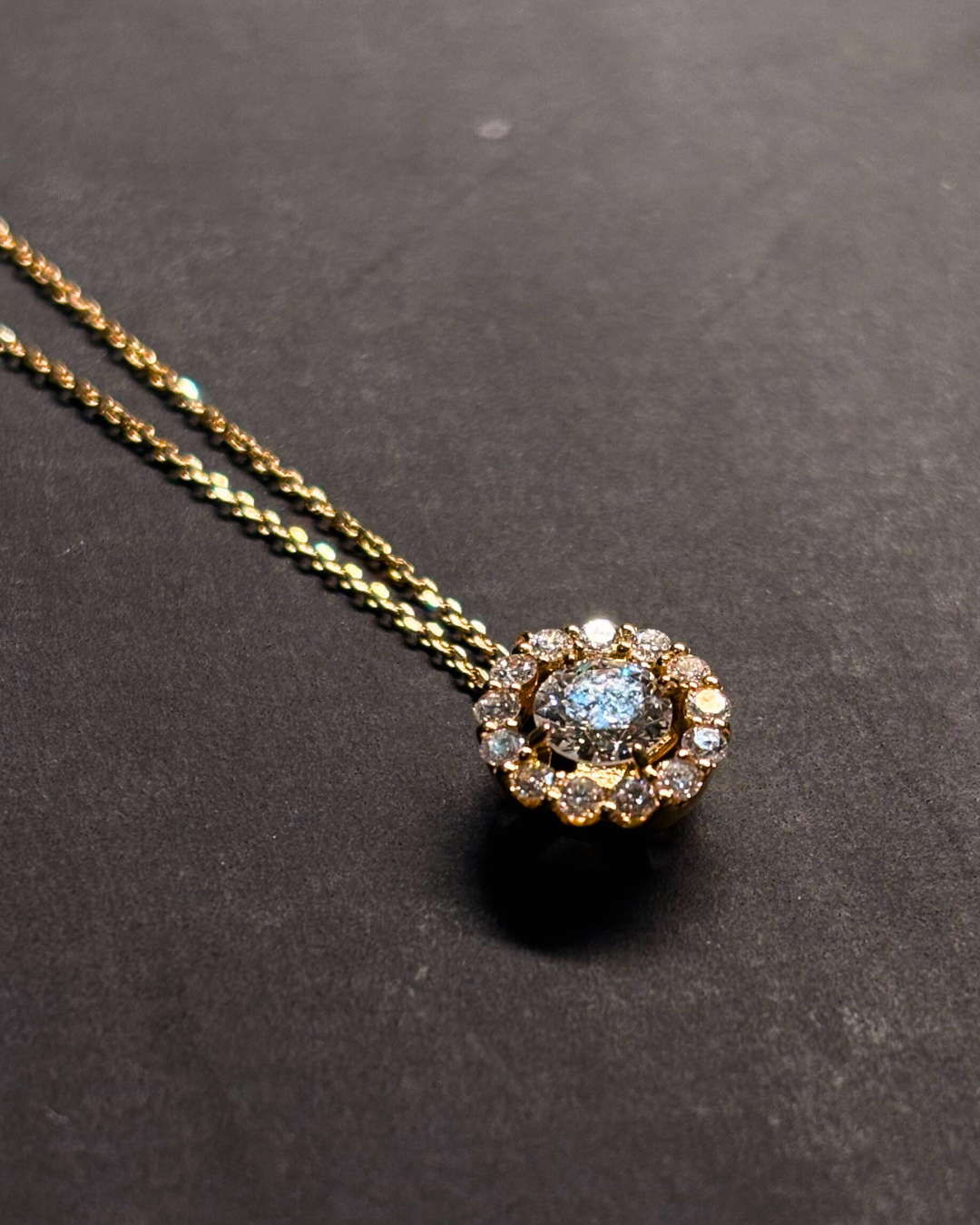 18K Diamond Halo Pendant